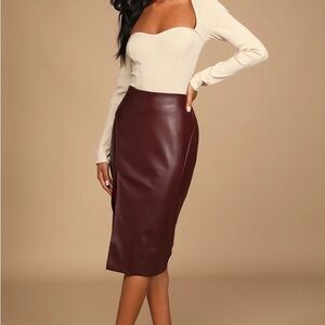 Lulus faux leather burgundy pencil skirt NWT
